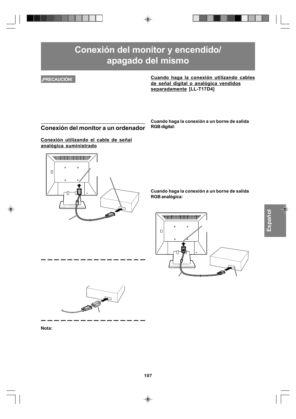 Conexión del monitor a un ordenador | Sharp LL-T17A4 User Manual | Page 107 / 132