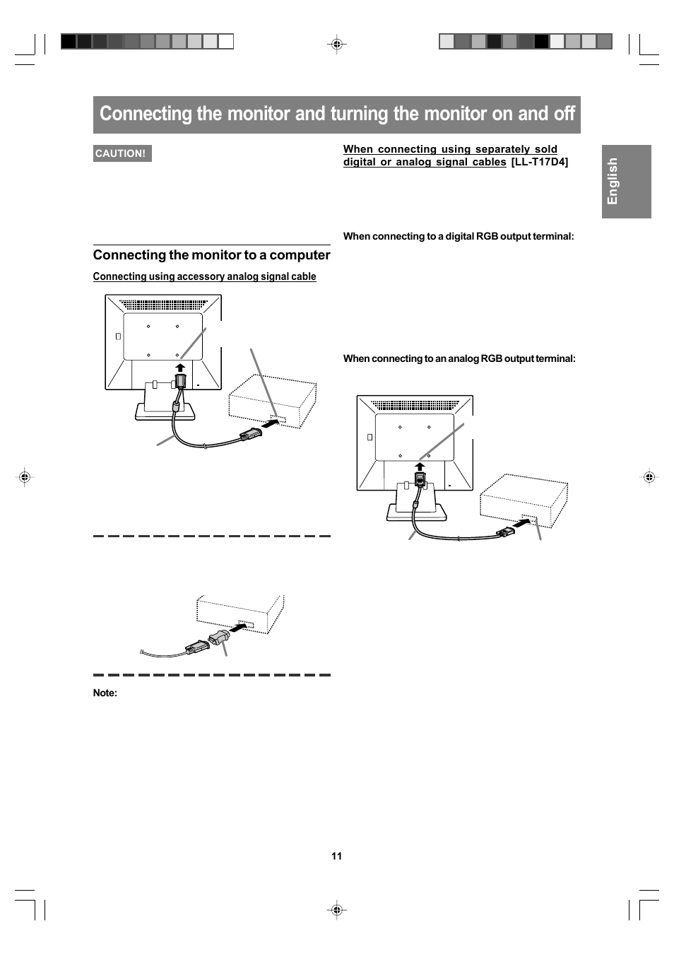 Connecting the monitor to a computer | Sharp LL-T17A4 User Manual | Page 11 / 132