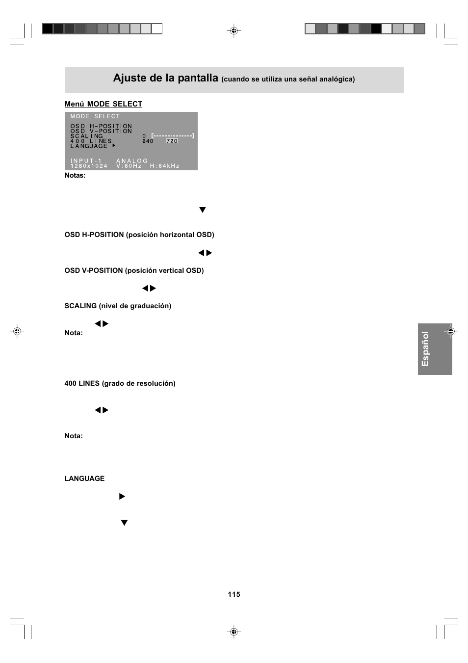 Ajuste de la pantalla | Sharp LL-T17A4 User Manual | Page 115 / 132