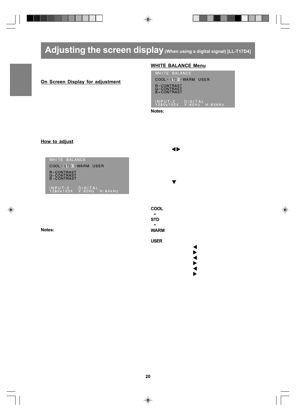 Adjusting the screen display | Sharp LL-T17A4 User Manual | Page 20 / 132