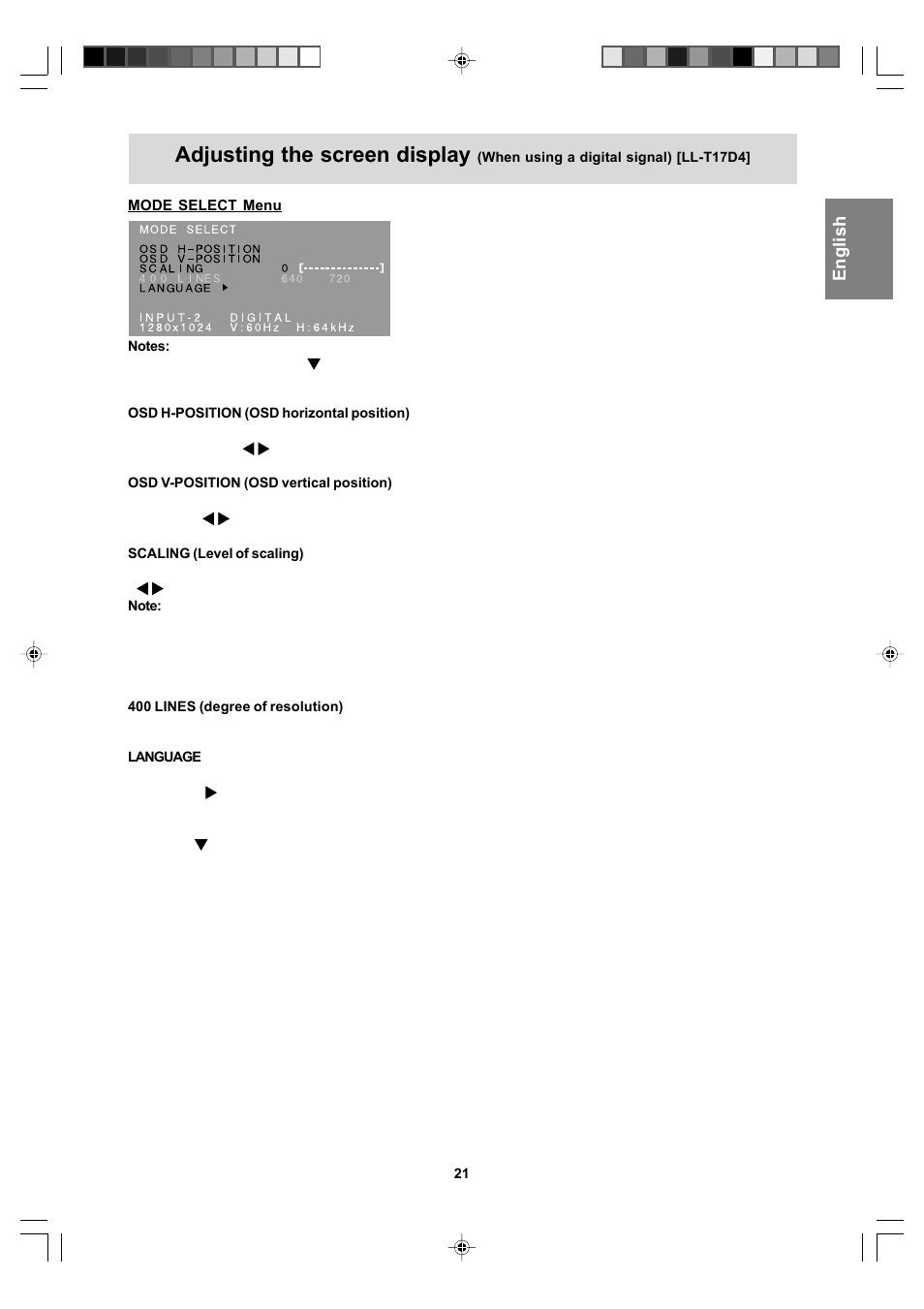 Adjusting the screen display | Sharp LL-T17A4 User Manual | Page 21 / 132