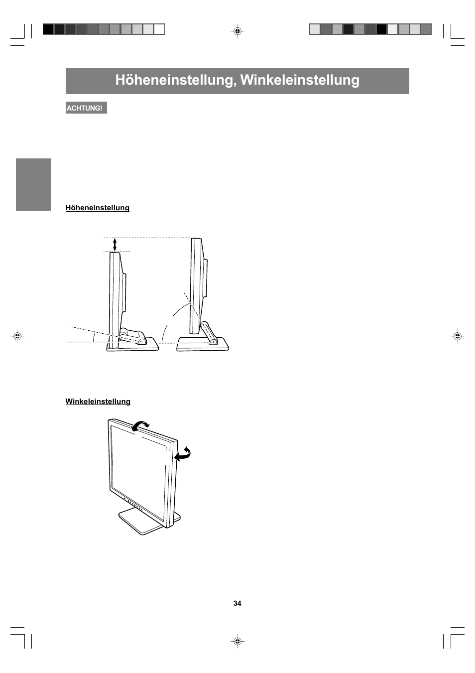 Höheneinstellung, winkeleinstellung | Sharp LL-T17A4 User Manual | Page 34 / 132