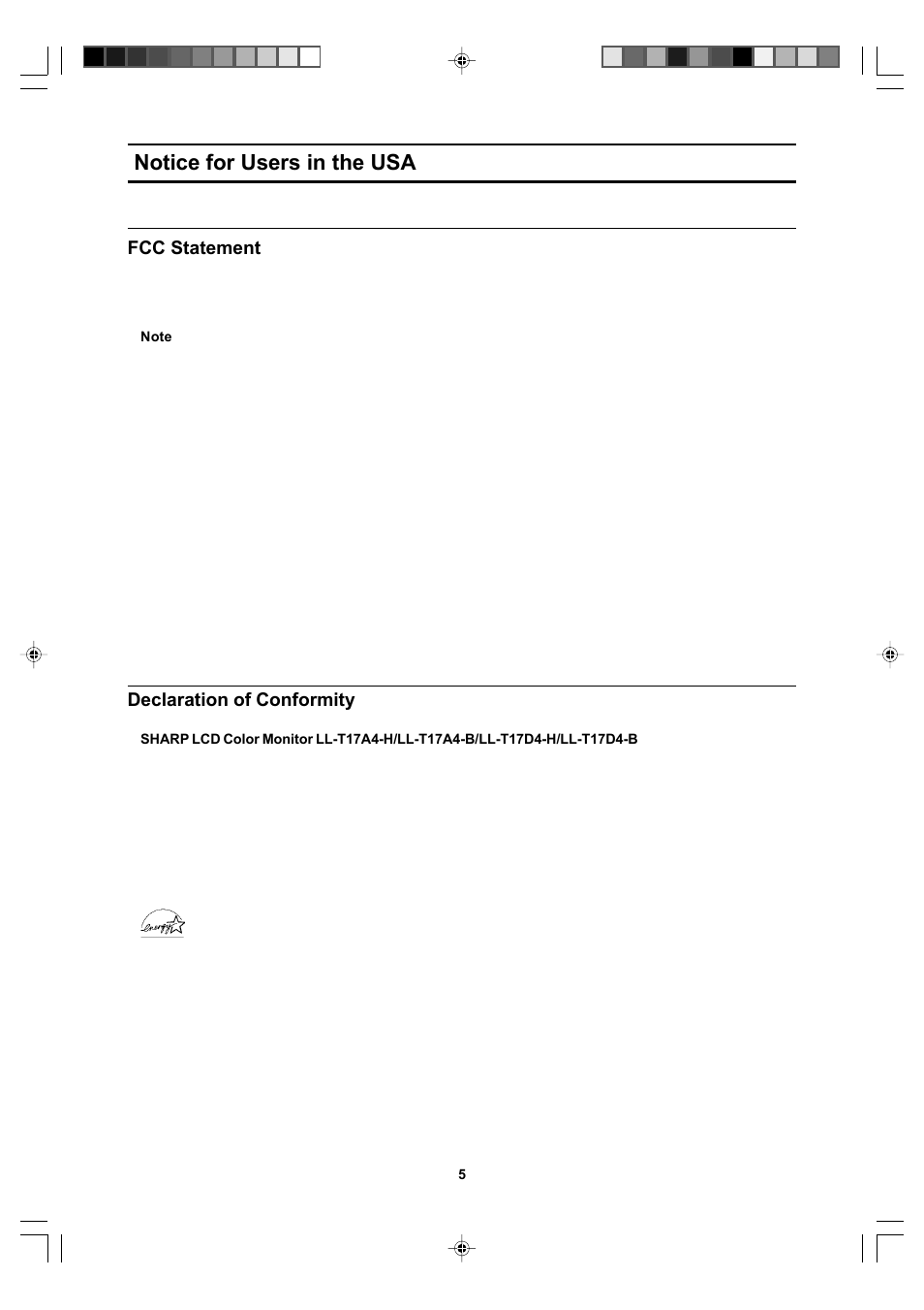 Notice for users in the usa | Sharp LL-T17A4 User Manual | Page 5 / 132