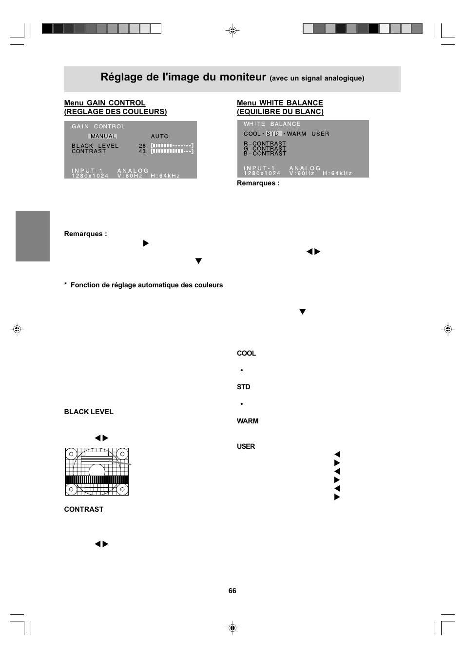 Réglage de l'image du moniteur | Sharp LL-T17A4 User Manual | Page 66 / 132