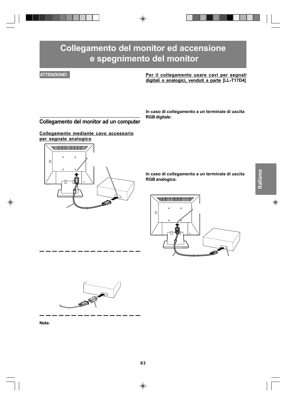 Collegamento del monitor ad un computer | Sharp LL-T17A4 User Manual | Page 83 / 132