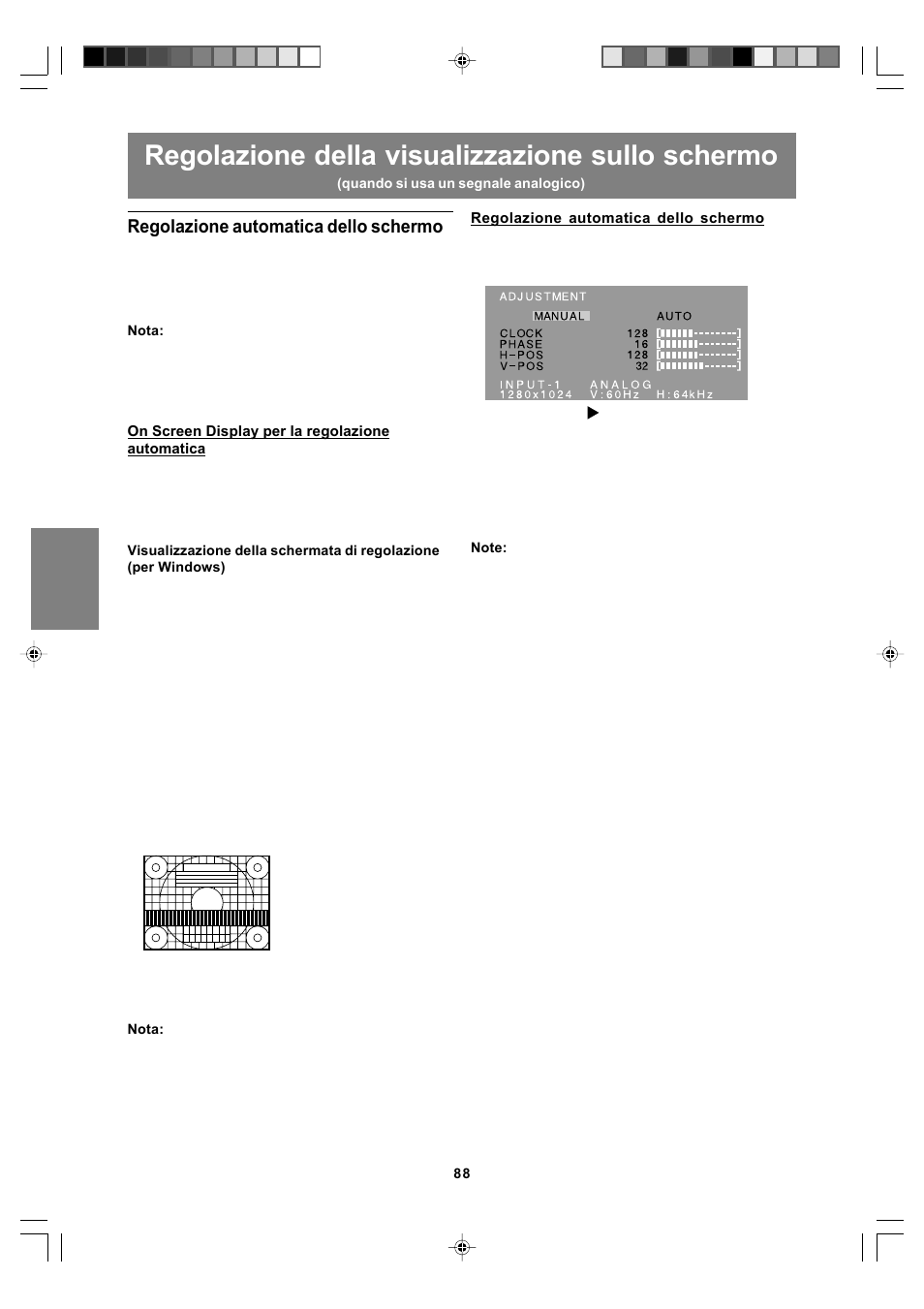 Regolazione della visualizzazione sullo schermo, Regolazione automatica dello schermo | Sharp LL-T17A4 User Manual | Page 88 / 132