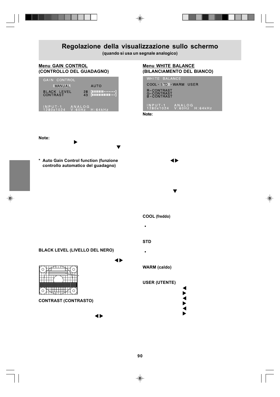 Regolazione della visualizzazione sullo schermo | Sharp LL-T17A4 User Manual | Page 90 / 132