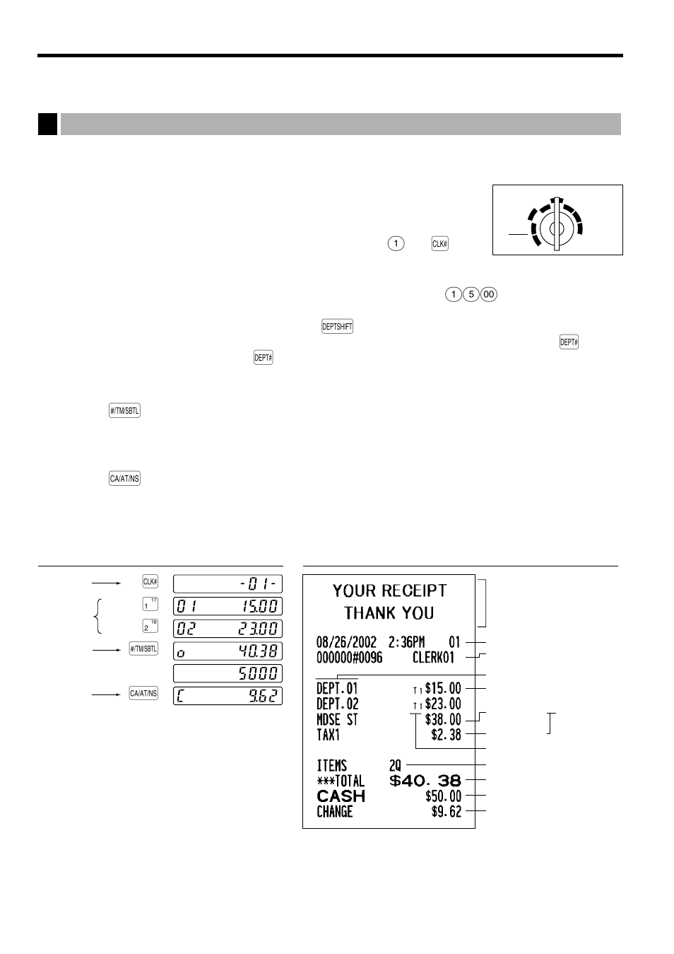 Basic sales entry, 1 basic sales entry example, And optional features | Basic sales entry example | Sharp ELECTRONIC CASH REGISTER XE-A201 User Manual | Page 14 / 105