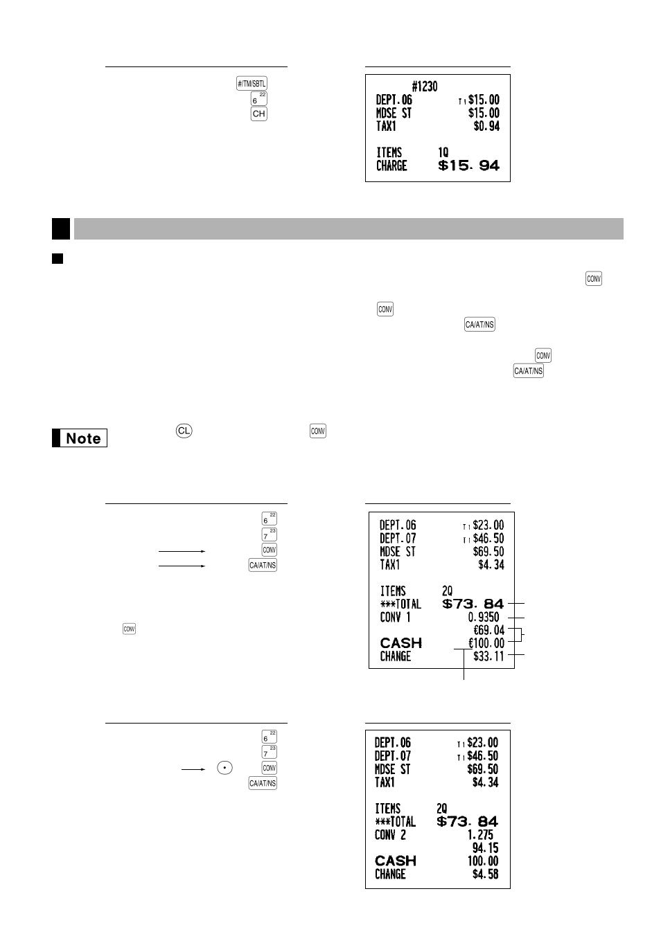 2 auxiliary payment treatment, Currency conversion | Sharp ELECTRONIC CASH REGISTER XE-A201 User Manual | Page 25 / 105