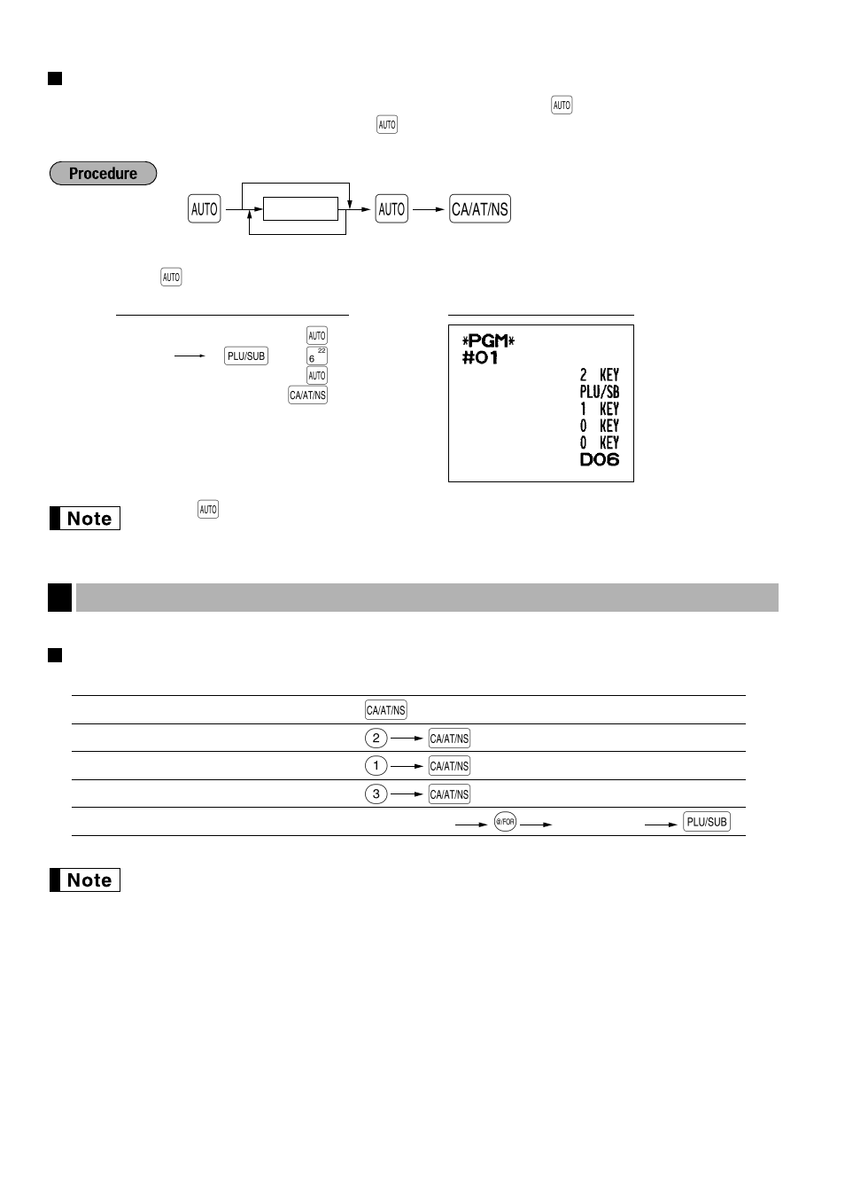 Auto key programming — automatic sequencing key, 5 reading stored programs, Key sequence for reading stored program | Auto key programming, 5 reading stored program | Sharp ELECTRONIC CASH REGISTER XE-A201 User Manual | Page 56 / 105