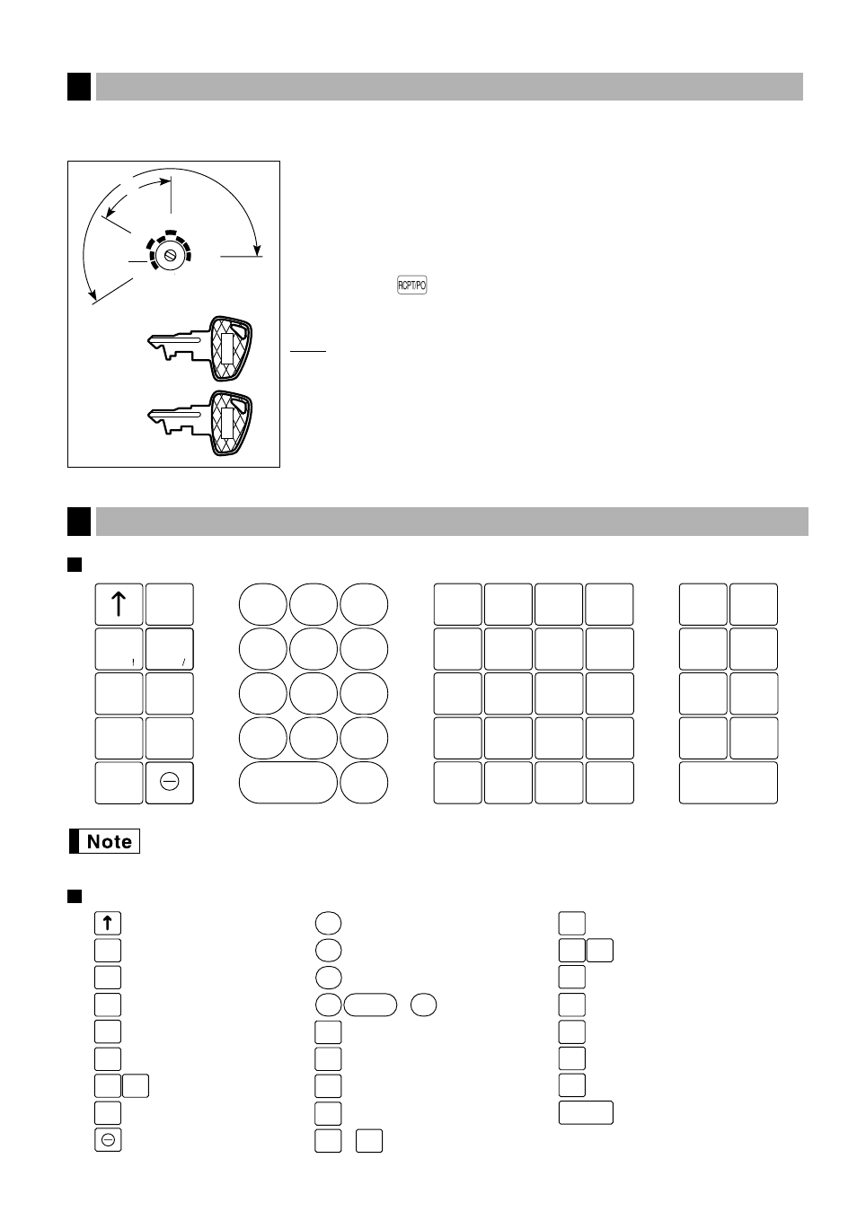 3 mode switch and mode keys, 4 keyboard, Keyboard layout | Key names, 3 mode switch and mode keys 4 keyboard, Clk# conv %1 ra void rfnd, Auto tax, Chk ch, Ca/at/ns, Key names keyboard | Sharp ELECTRONIC CASH REGISTER XE-A201 User Manual | Page 7 / 105