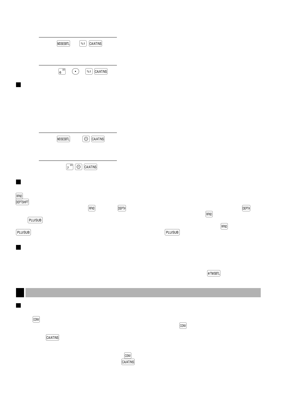 Registros de devolución, 2 tratos de pagos auxiliares, Conversión de divisas | Sharp ELECTRONIC CASH REGISTER XE-A201 User Manual | Page 79 / 105