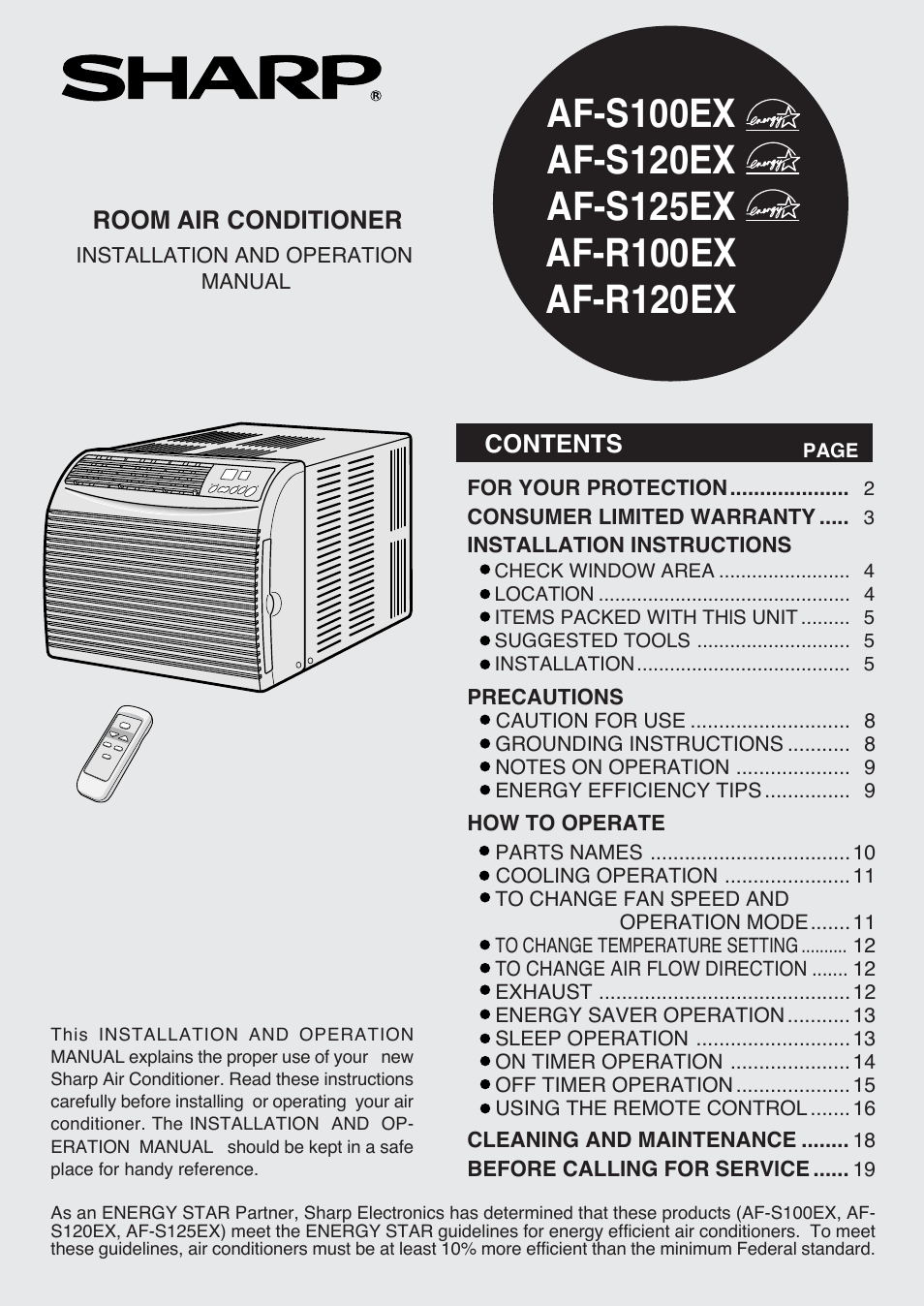 Sharp AF-S120EX User Manual | 20 pages