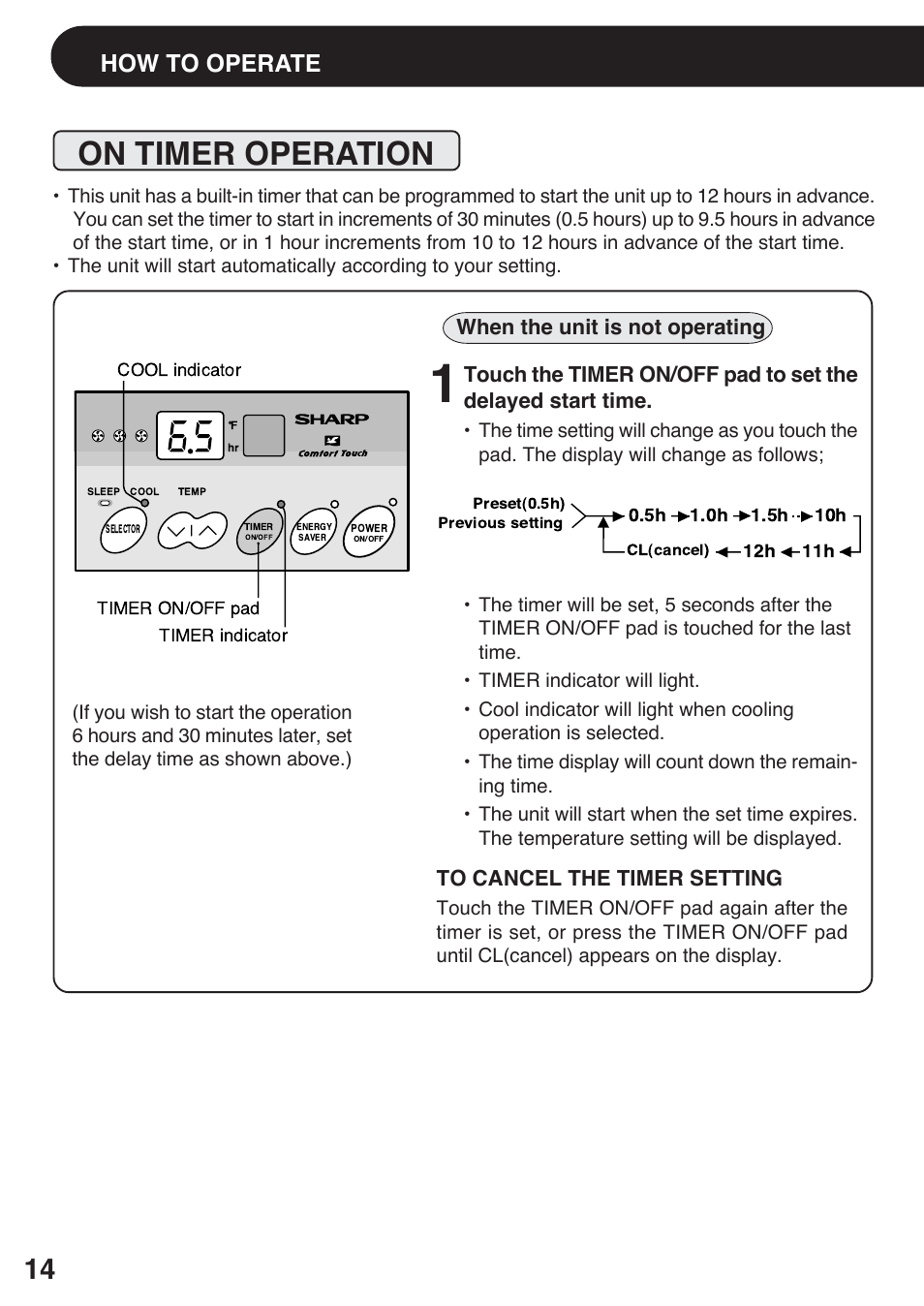 On timer operation, How to operate | Sharp AF-S120EX User Manual | Page 14 / 20