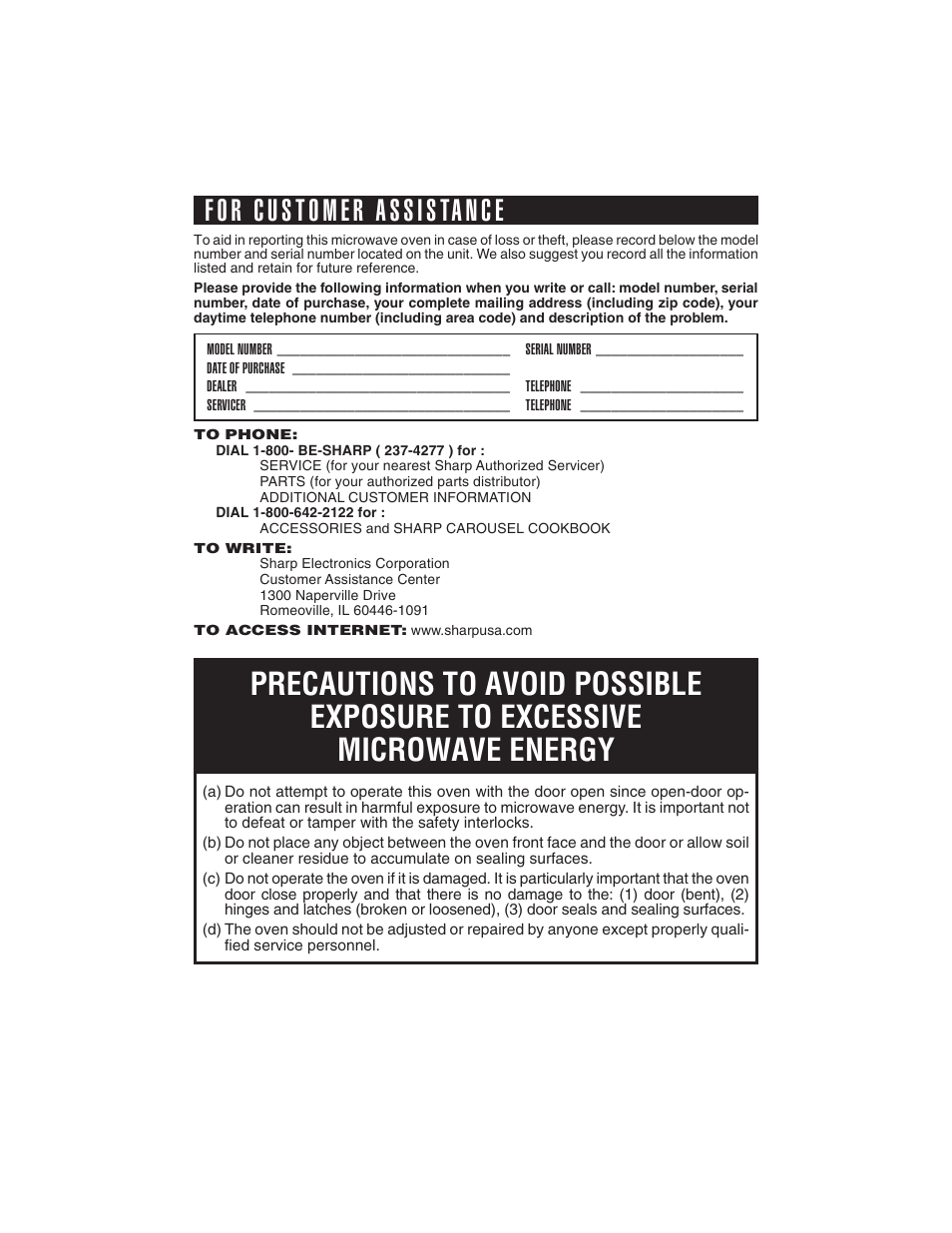 Sharp R-220KW(D) User Manual | Page 2 / 24