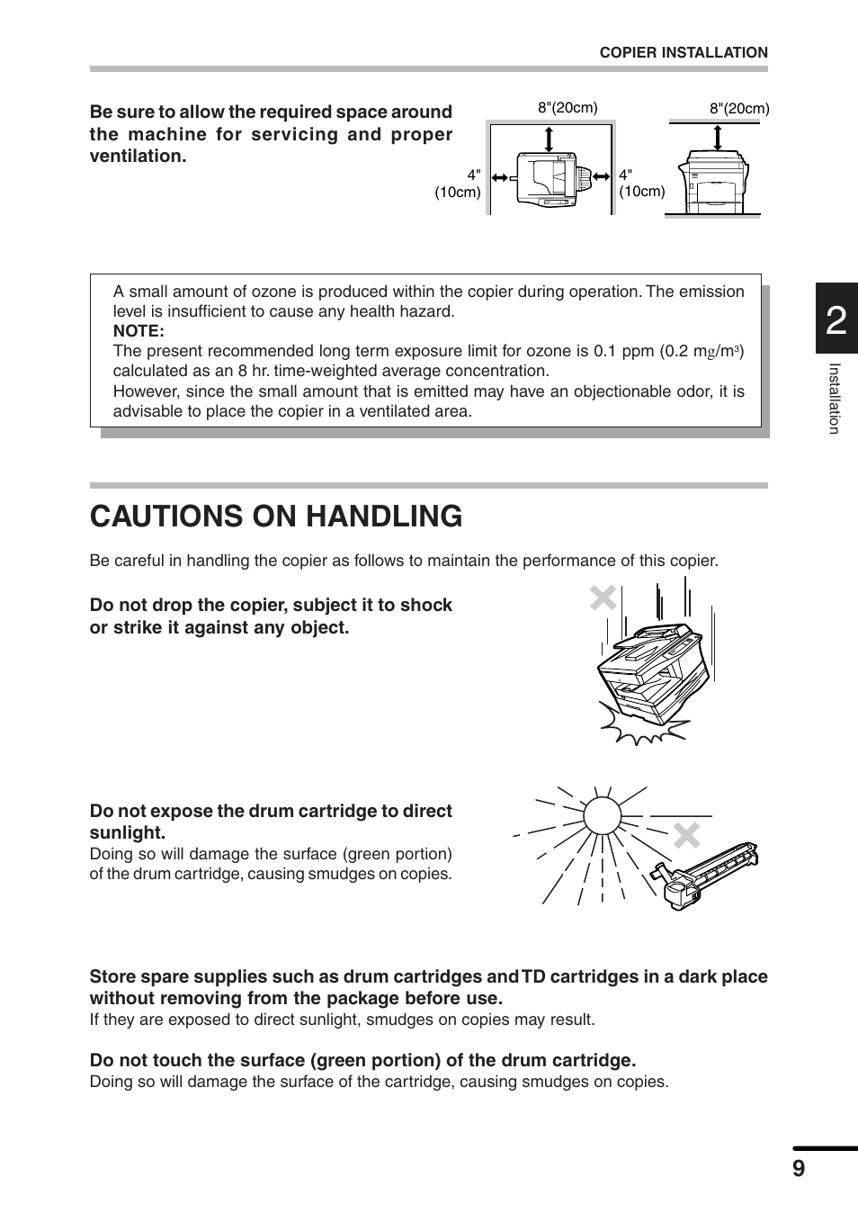 Cautions on handling | Sharp AL-1551 User Manual | Page 11 / 54