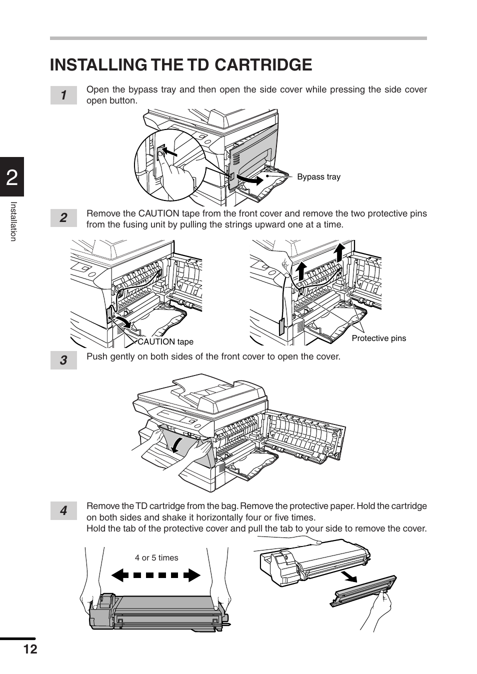 Installing the td cartridge | Sharp AL-1551 User Manual | Page 14 / 54