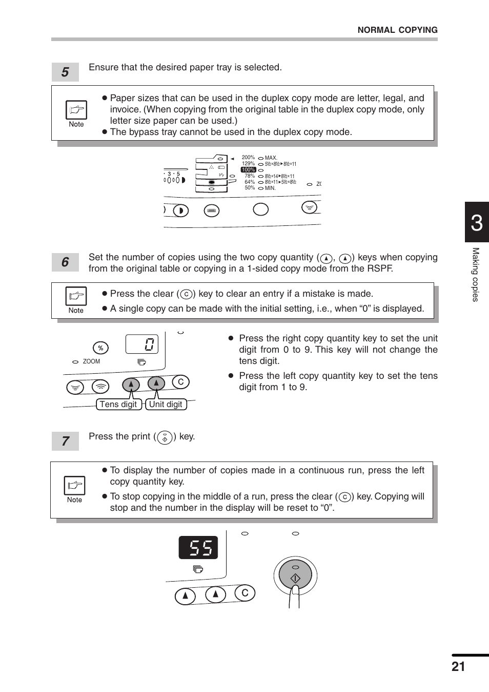Ensure that the desired paper tray is selected, Press the print ( ) key | Sharp AL-1551 User Manual | Page 23 / 54