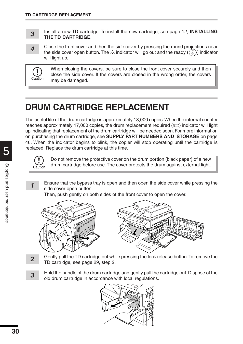 Drum cartridge replacement | Sharp AL-1551 User Manual | Page 32 / 54