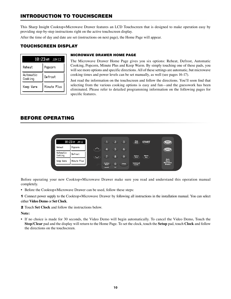 Introduction to touchscreen before operating | Sharp KB-5121K User Manual | Page 10 / 32