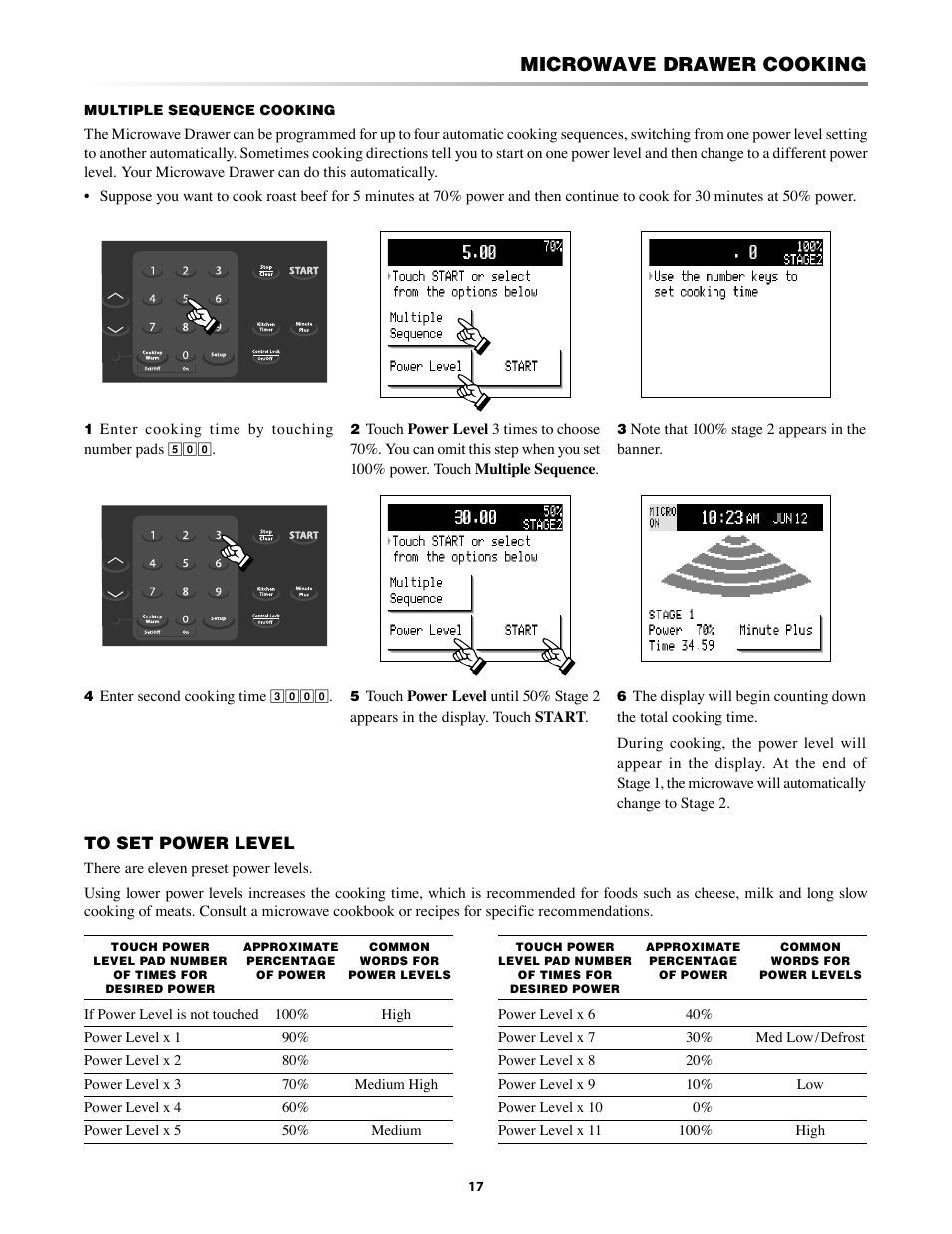 Microwave drawer cooking | Sharp KB-5121K User Manual | Page 17 / 32