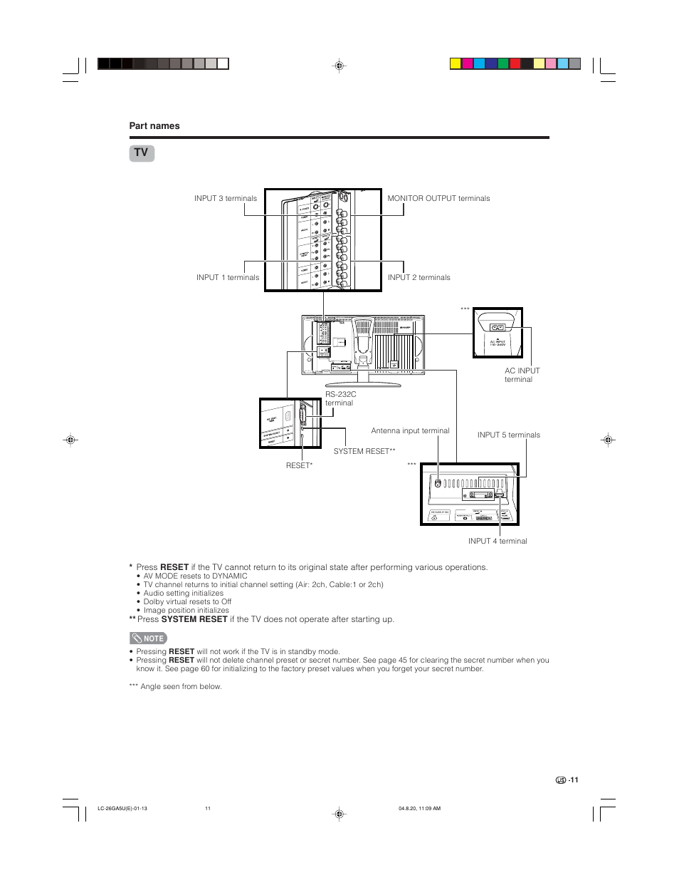 Sharp Aquos LC-26GA5U User Manual | Page 11 / 62