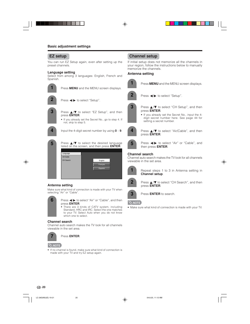 Sharp Aquos LC-26GA5U User Manual | Page 20 / 62