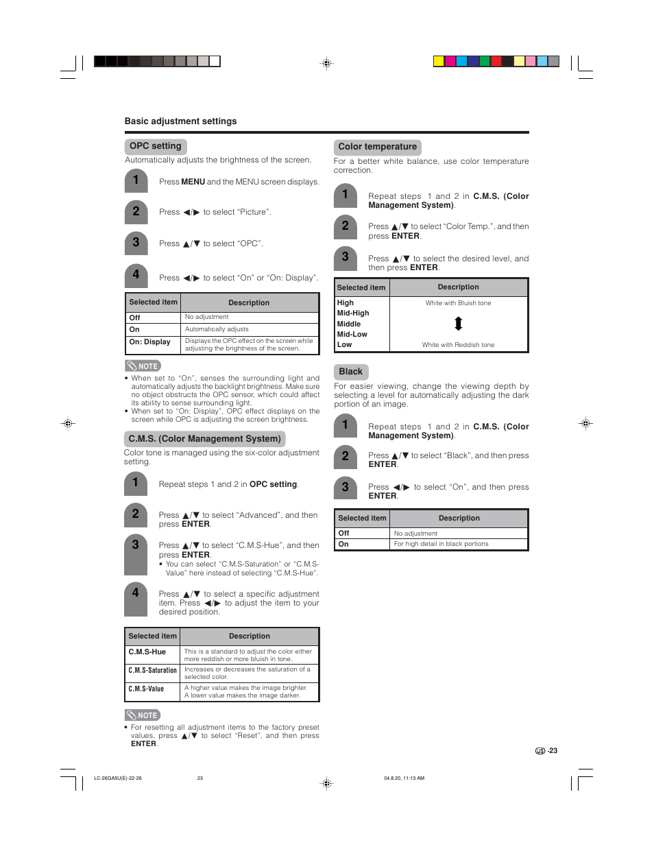 Sharp Aquos LC-26GA5U User Manual | Page 23 / 62