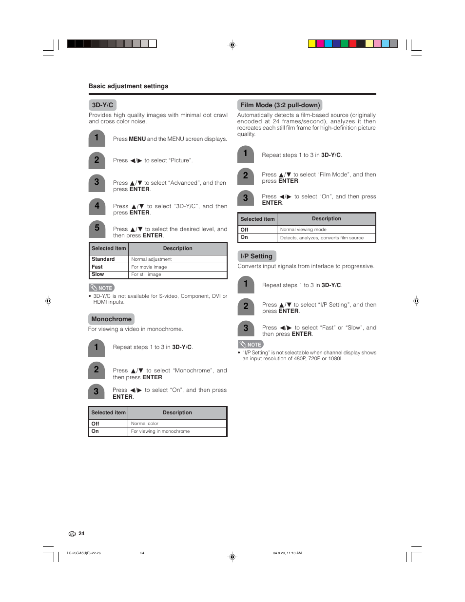 Sharp Aquos LC-26GA5U User Manual | Page 24 / 62