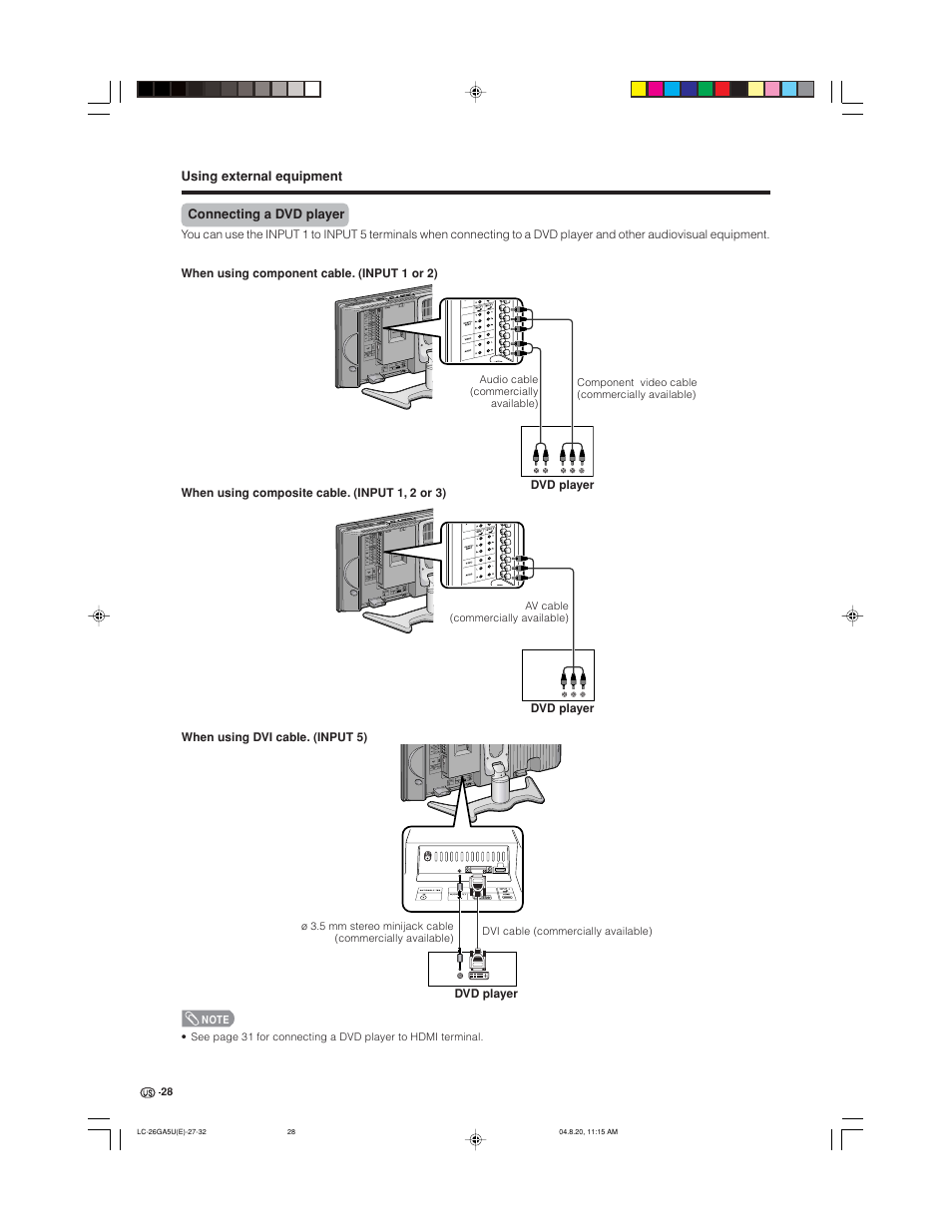 Sharp Aquos LC-26GA5U User Manual | Page 28 / 62