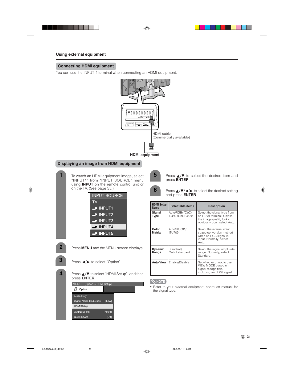 Sharp Aquos LC-26GA5U User Manual | Page 31 / 62