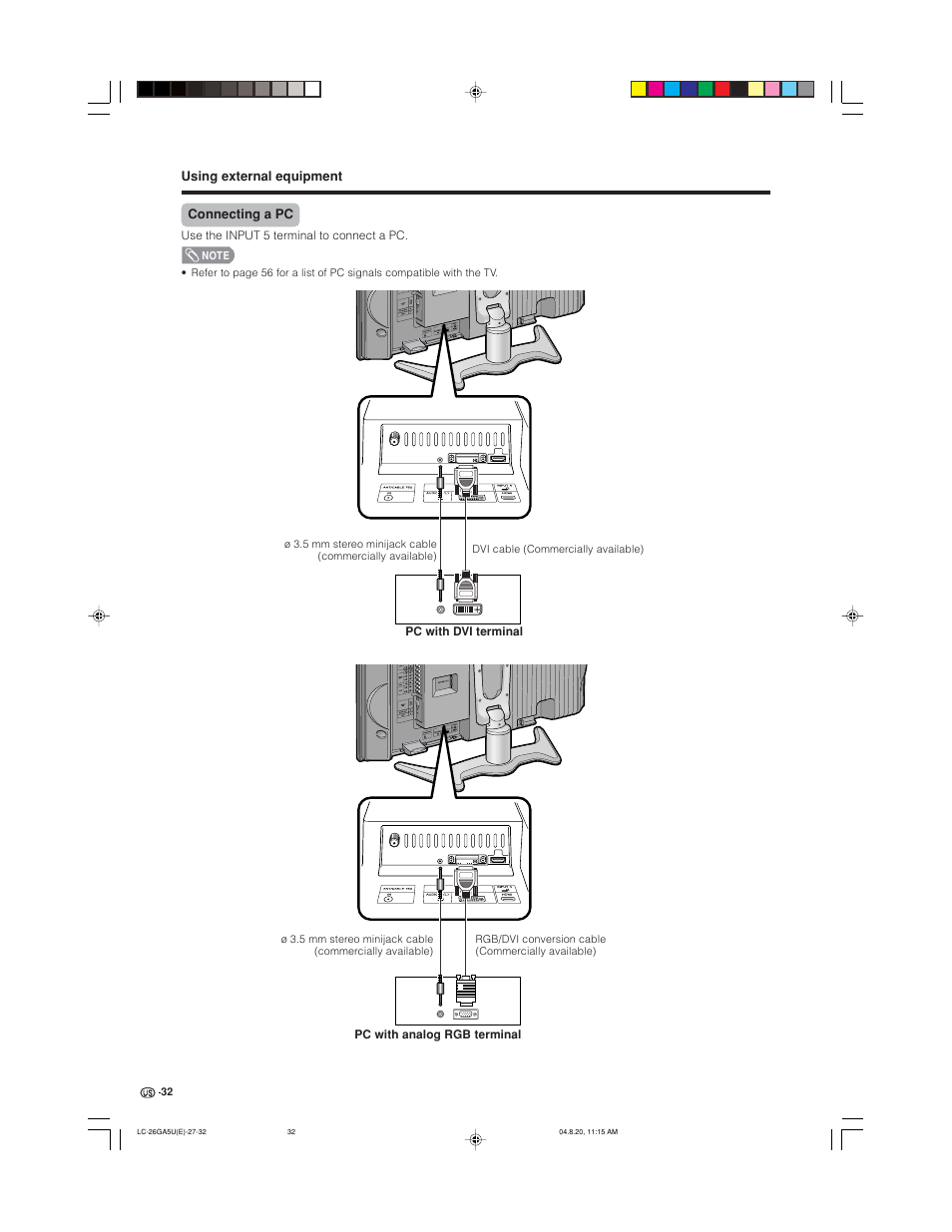 Sharp Aquos LC-26GA5U User Manual | Page 32 / 62