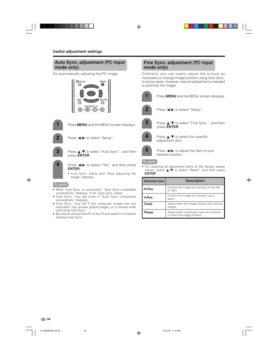 Sharp Aquos LC-26GA5U User Manual | Page 34 / 62