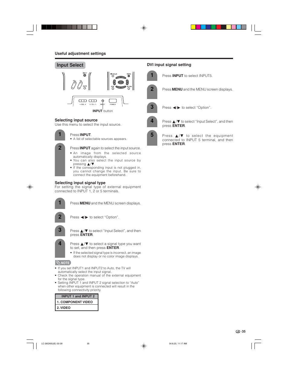 Sharp Aquos LC-26GA5U User Manual | Page 35 / 62