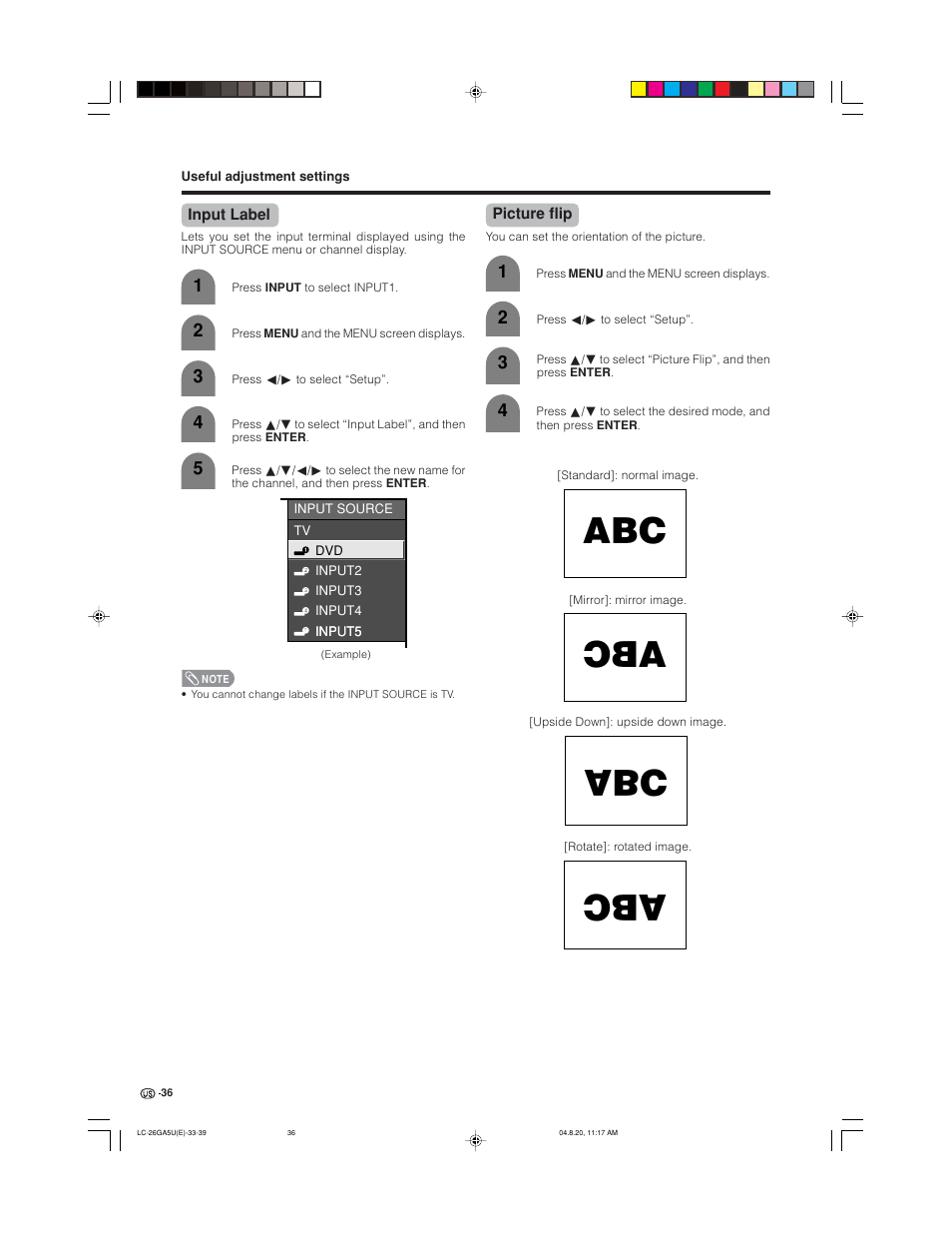 Sharp Aquos LC-26GA5U User Manual | Page 36 / 62
