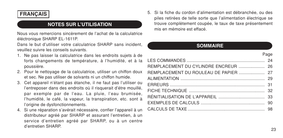 Sharp EL-1611P User Manual | Page 25 / 104