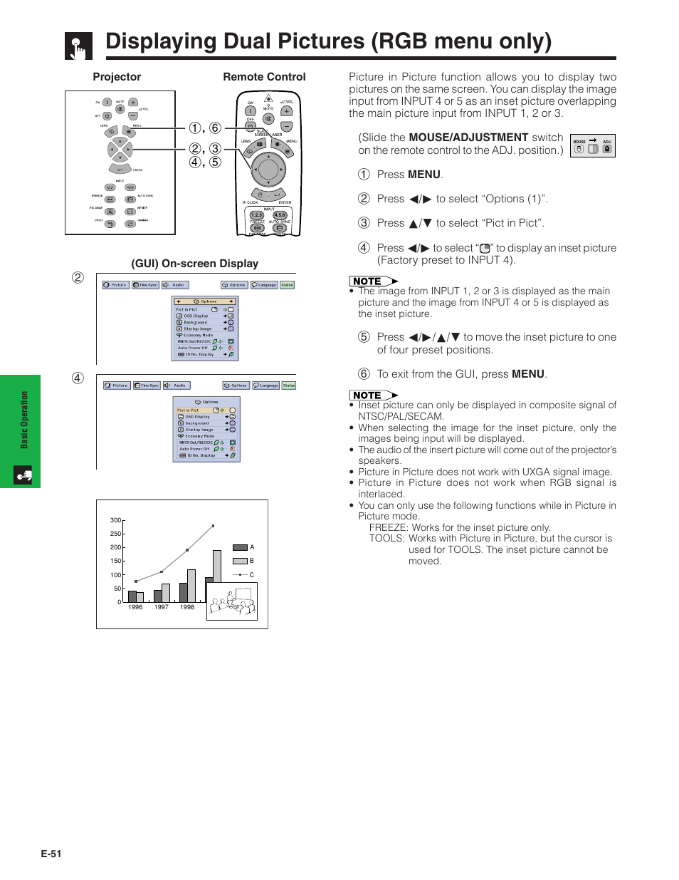 Displaying dual pictures (rgb menu only), Displaying dual pictures, Rgb menu only) | Sharp Conference Series XG-V10WU User Manual | Page 52 / 90