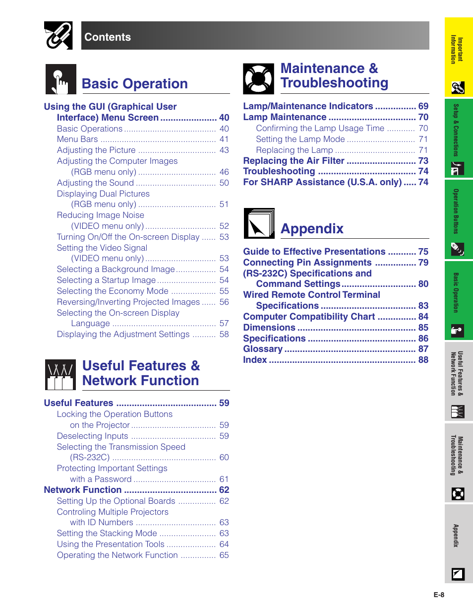 Sharp Conference Series XG-V10WU User Manual | Page 9 / 90