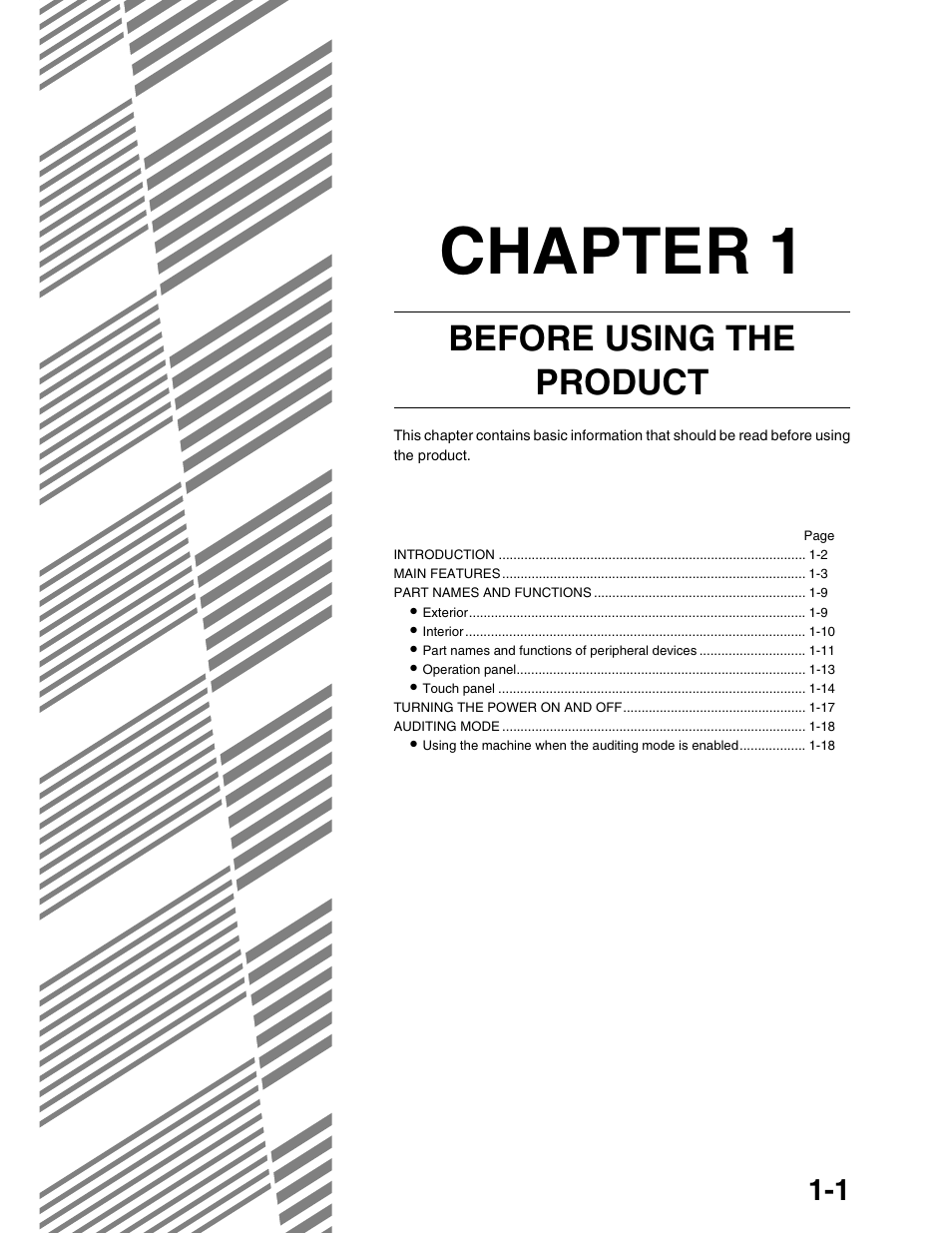 Chapter 1, Before using the product | Sharp AR-M355N User Manual | Page 10 / 380