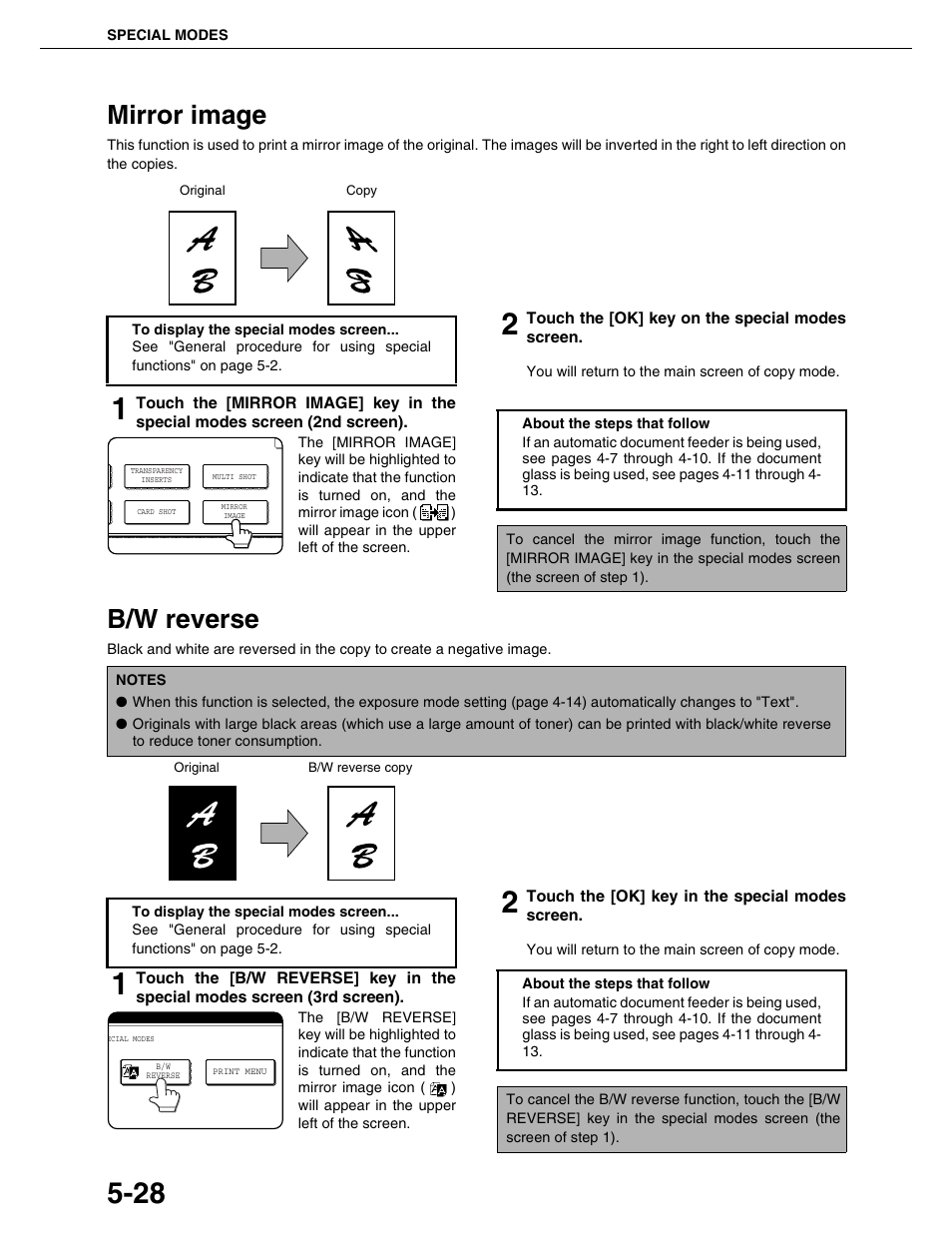 Mirror image, B/w reverse | Sharp AR-M355N User Manual | Page 127 / 380