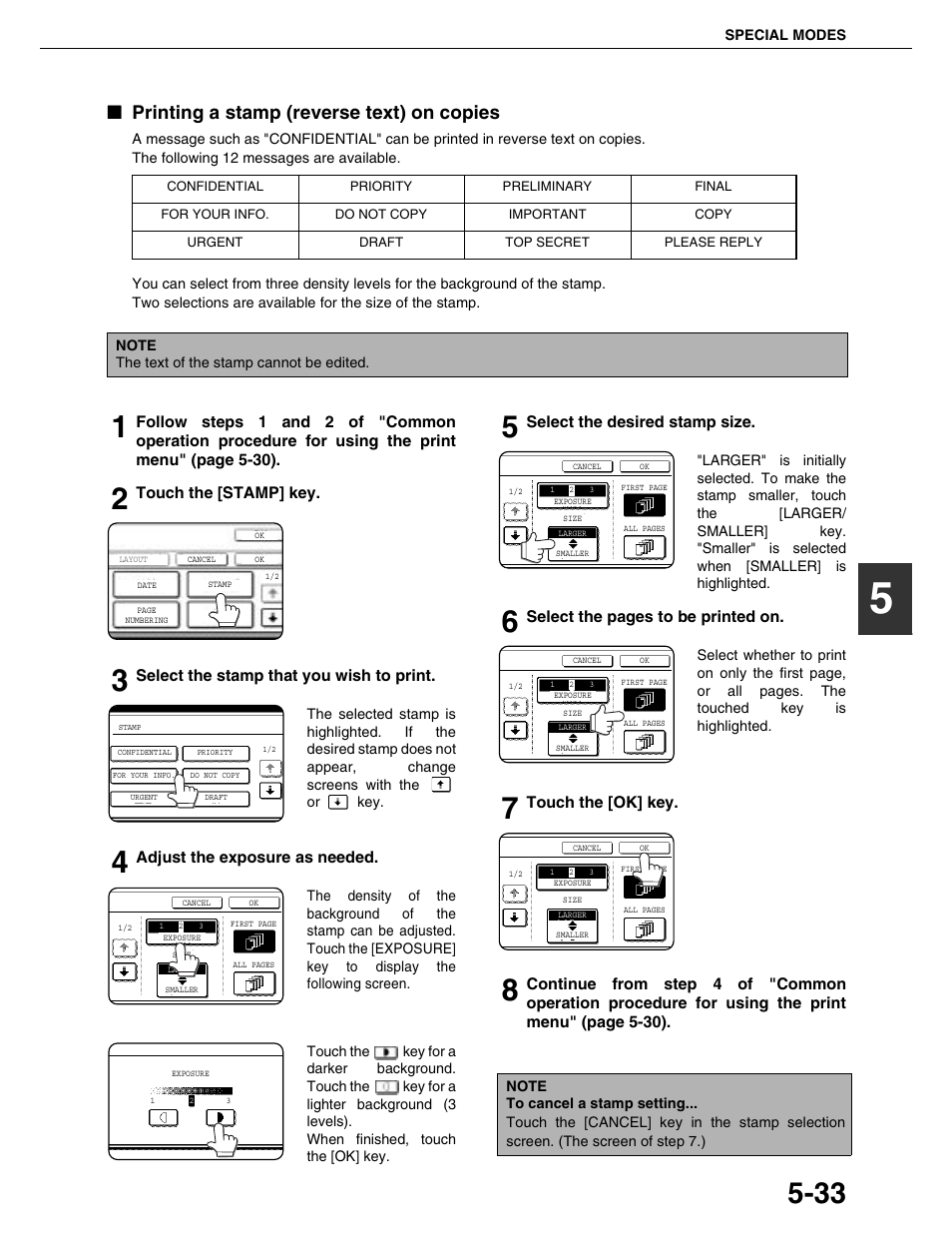 Printing a stamp (reverse text) on copies | Sharp AR-M355N User Manual | Page 132 / 380