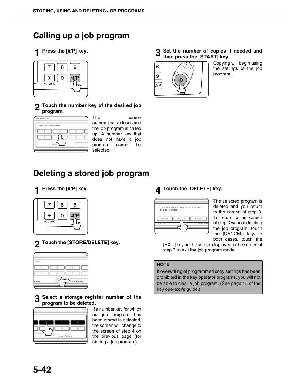 Calling up a job program, Deleting a stored job program | Sharp AR-M355N User Manual | Page 141 / 380