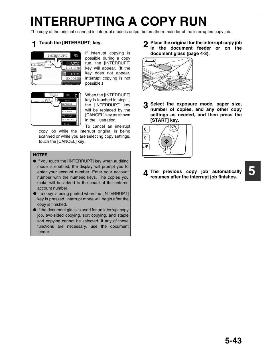 5interrupting a copy run | Sharp AR-M355N User Manual | Page 142 / 380