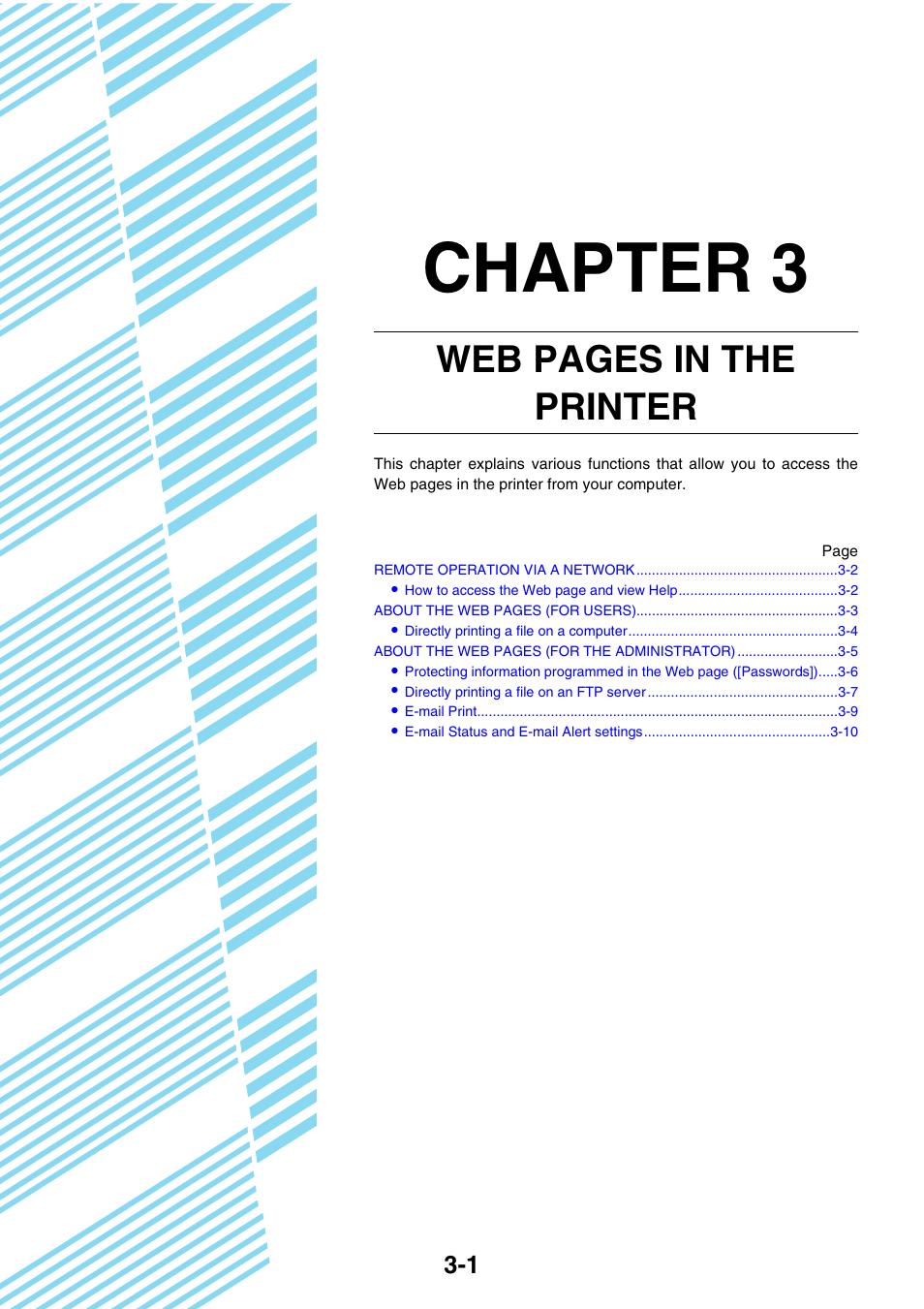 Chapter 3, Web pages in the printer | Sharp AR-M355N User Manual | Page 210 / 380