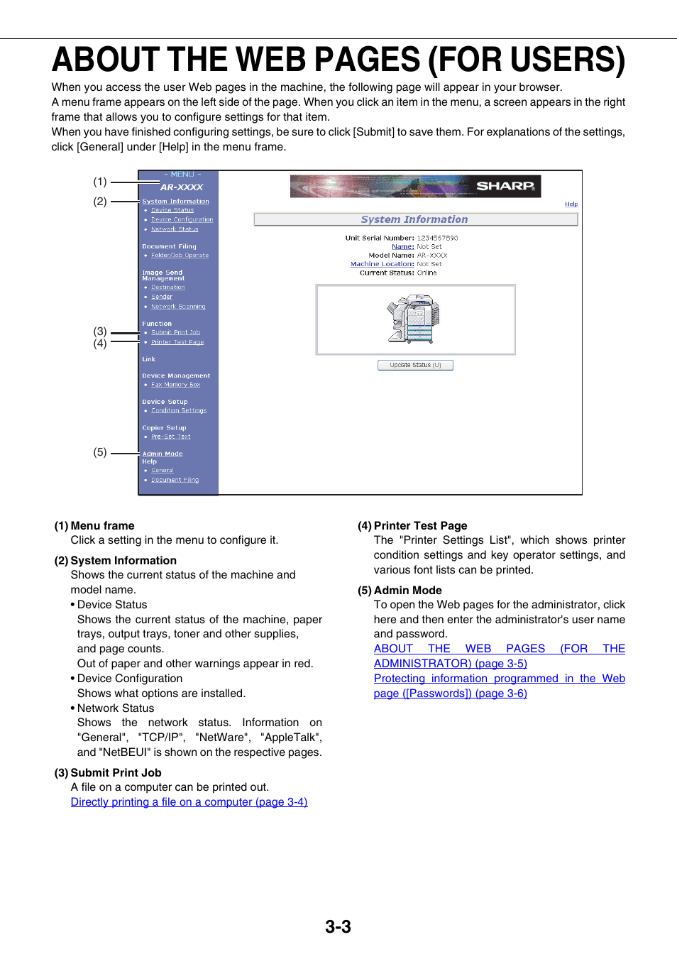 About the web pages (for users) | Sharp AR-M355N User Manual | Page 212 / 380