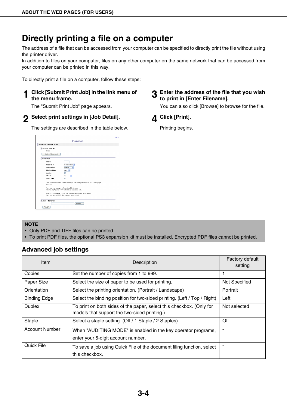 Directly printing a file on a computer, Advanced job settings, Directly printing a file on a computer -4 | Sharp AR-M355N User Manual | Page 213 / 380