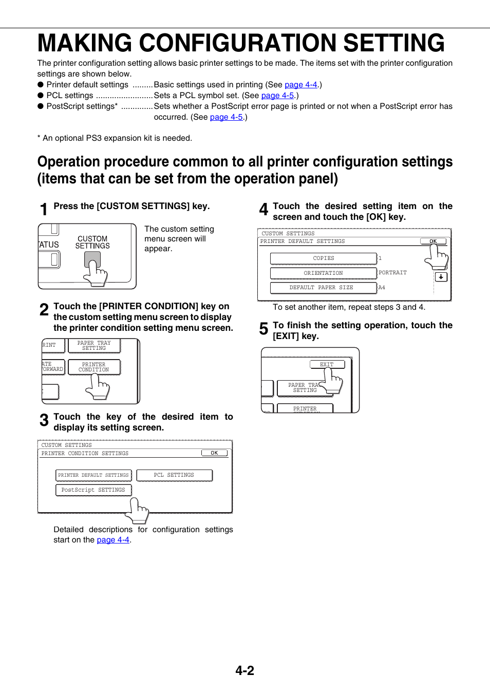 Making configuration setting, Making configuration setting -2, Items that can be set from the operation panel) -2 | Sharp AR-M355N User Manual | Page 222 / 380