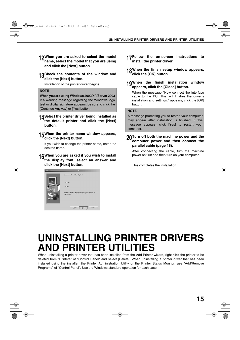 Uninstalling printer drivers and printer utilities | Sharp AR-M355N User Manual | Page 274 / 380