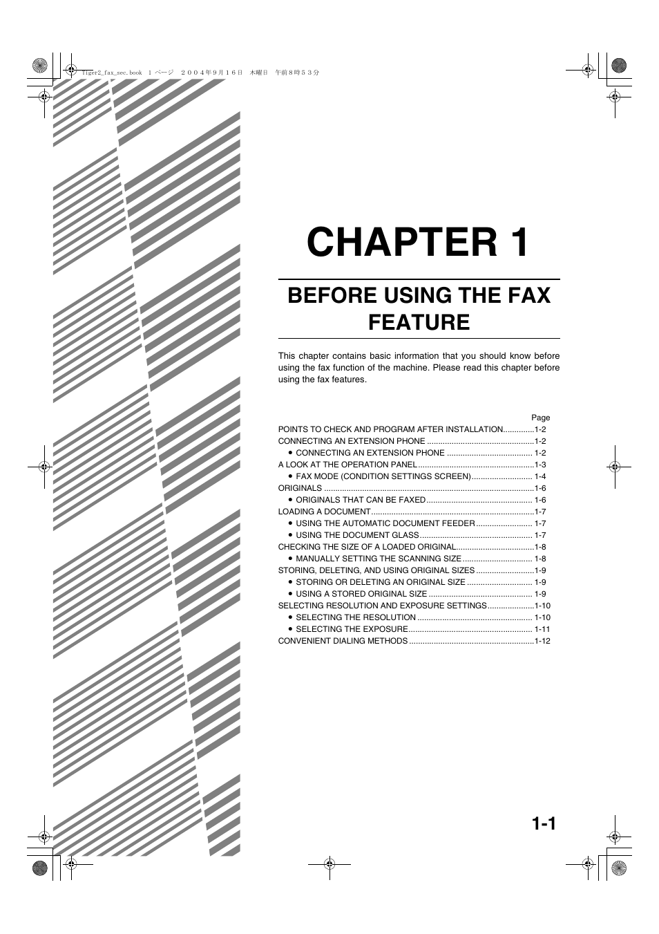 Before using the fax feature, Chapter 1 before using the fax feature, Chapter 1 | Sharp AR-M355N User Manual | Page 288 / 380