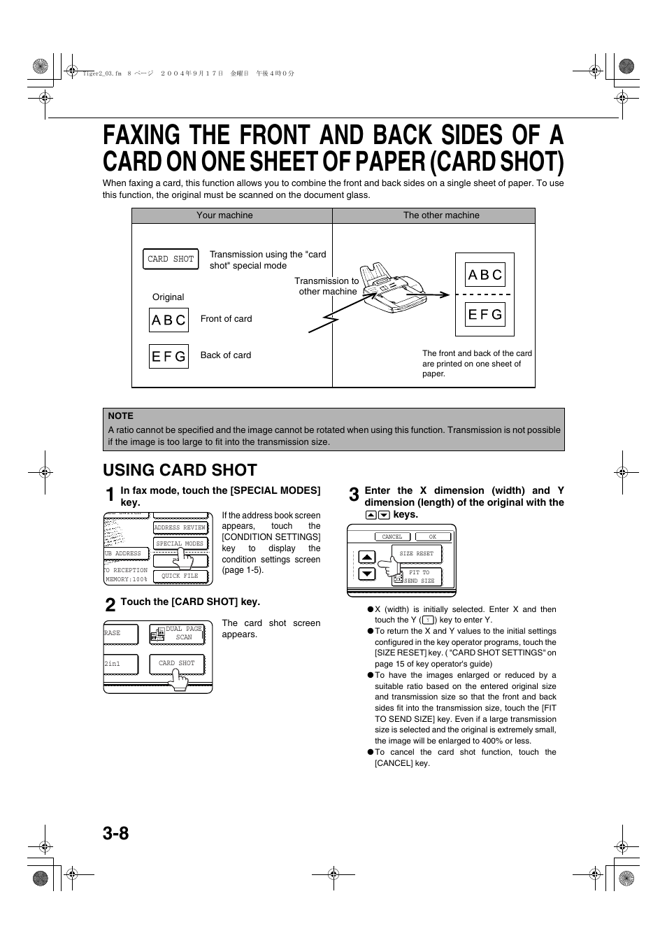 Using card shot, Ge 3-8, Paper (card shot) | Sharp AR-M355N User Manual | Page 317 / 380